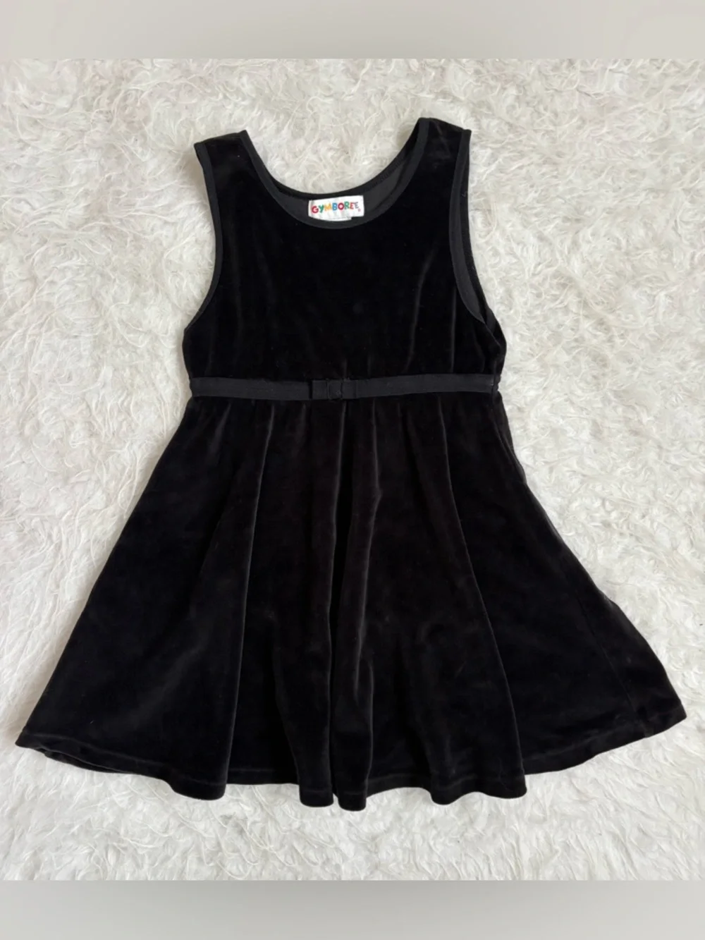 Gymboree Vintage Rainbow Tag Classic Black Velvet Sleeveless Dress